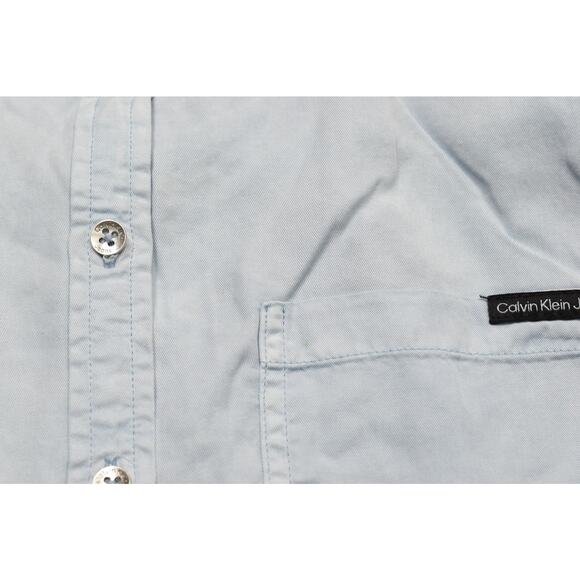 Calvin Klein Jeans Women's Light Blue Tencel Lyocell Short Sleeve Top - Picture 7 of 8